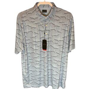 Greg Norman ML75 Play Dry Men’s Polo Golf Shirt - Shark Pattern - Large